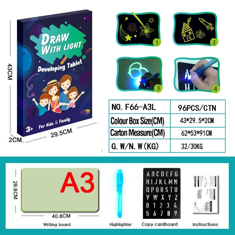 Educational Toy Drawing Pad 3D Magic 8 Light Effects Puzzle Board Sketchpad MANDOTOS