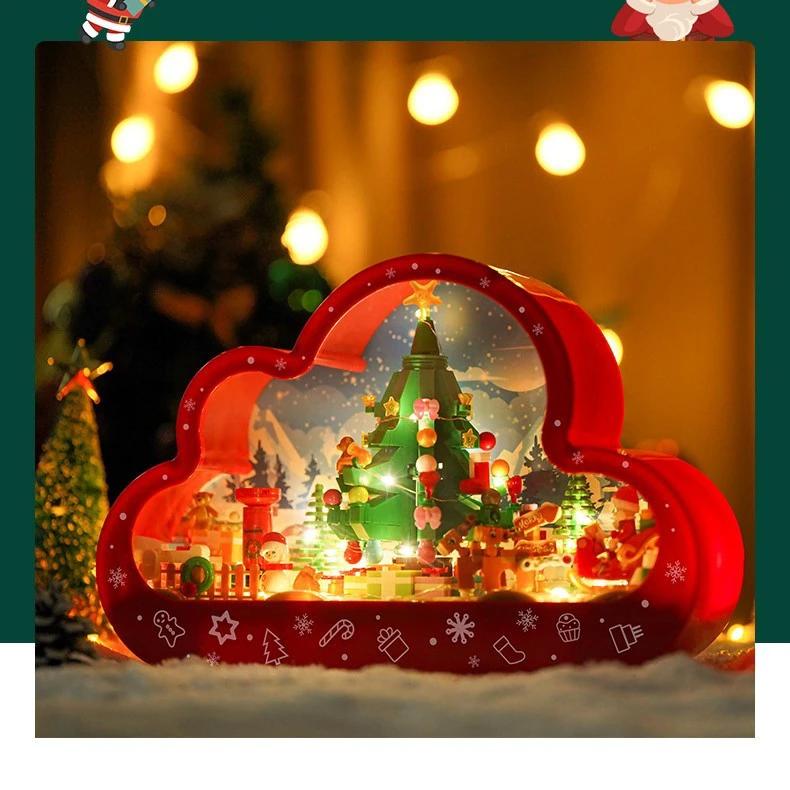 Mandotos Christmas Cloud Night Lamp With LED Lights Mirror Frame Assembled Building Blocks - MANDOTOS