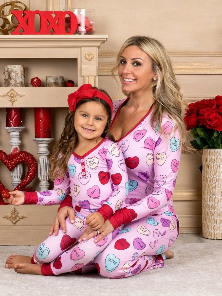 Valentine's Day Love Print Pajamas - Parent Child Matching Set - MANDOTOS