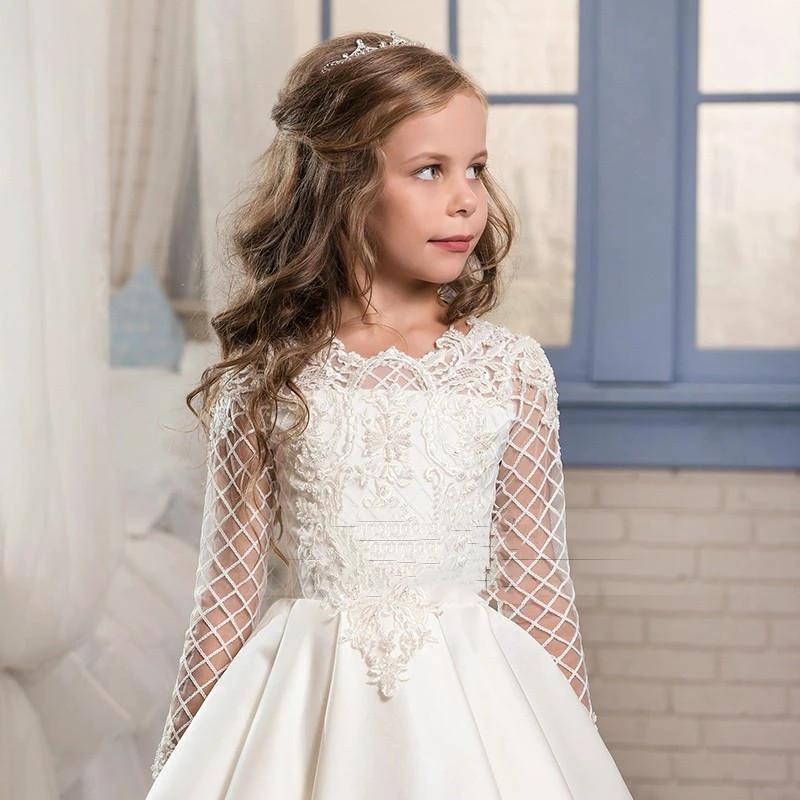 Little Girl Long Sleeve Dresses Champagne - MANDOTOS INTERNATIONAL0
