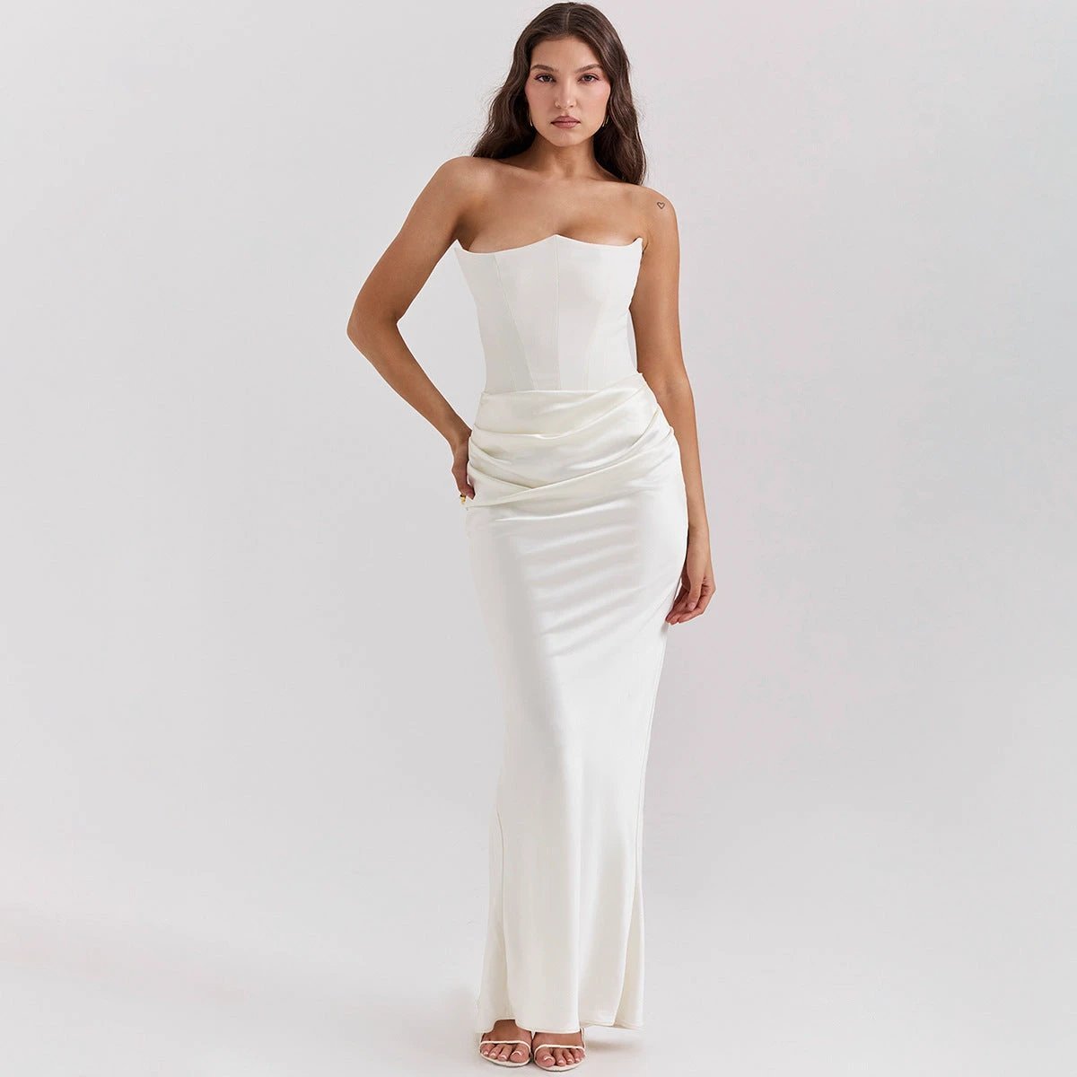 Slim Tube Top Long Dress Sexy Fashion Bandeau Backless Party Evening Dresses For Women Clothing MANDOTOS