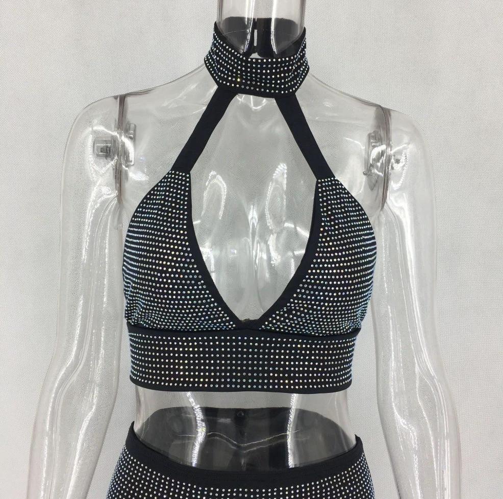 Women Diamonds Two Piece Set Dress MANDOTOS