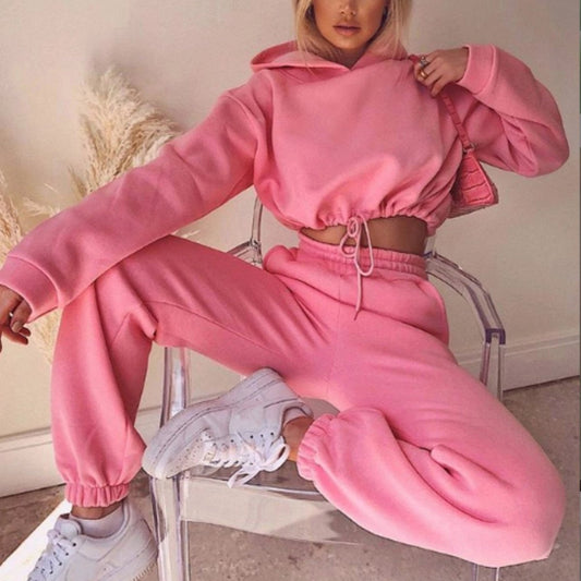 Women's 2-Piece Jogging Suit - Sexy Long Sleeve Hoodie Tracksuit - MANDOTOS