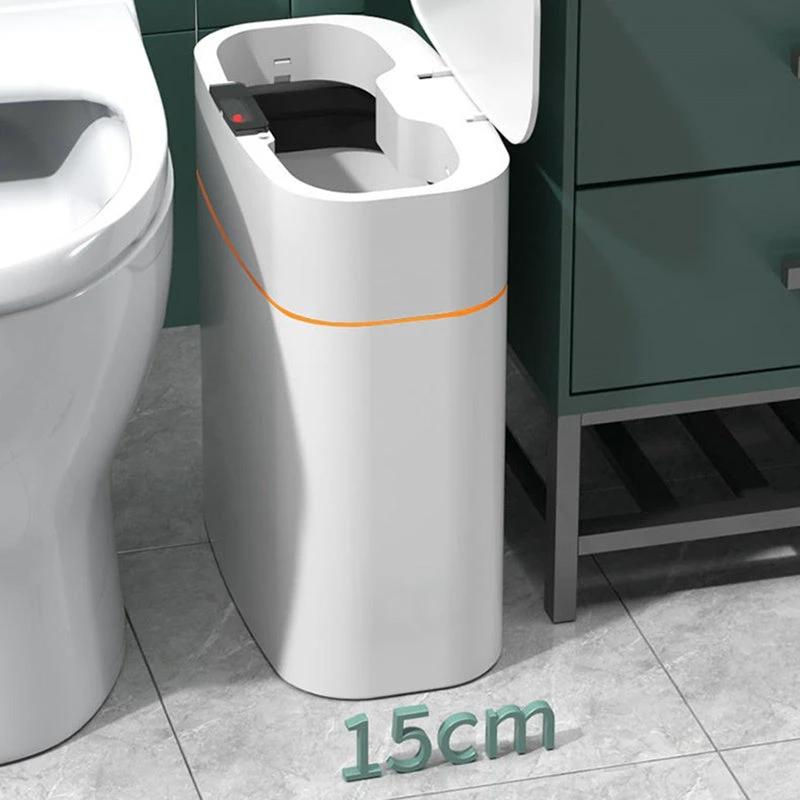 Smart Trash Can with Automatic Opening and Multiple Functions - White ABS Material - MANDOTOS