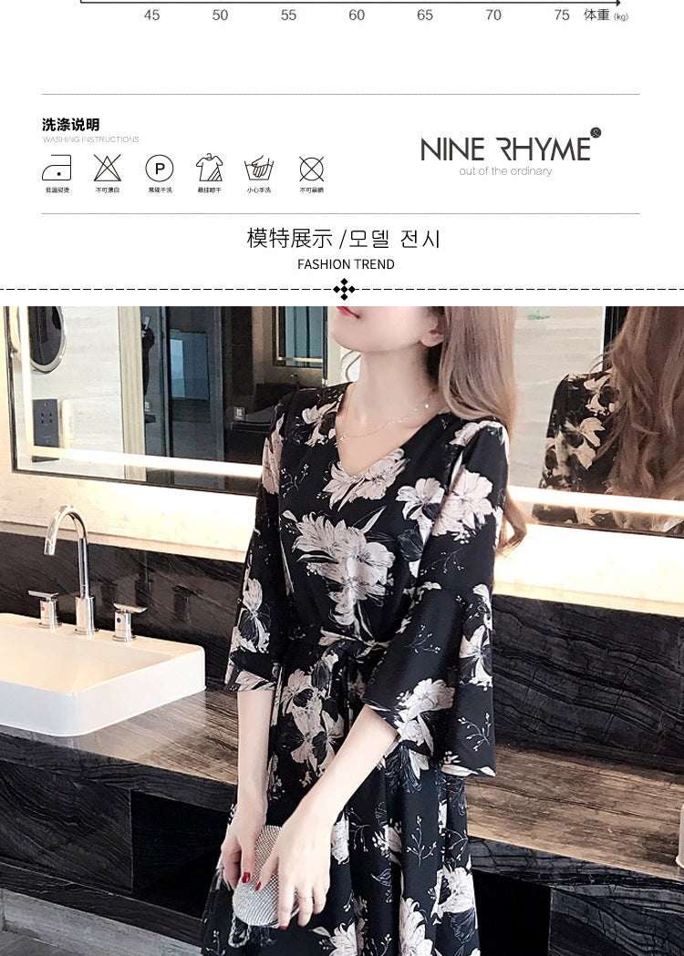 New floral dress women's summer dress summer 2019 new women's fashion student Korean style slimming fashion fashion