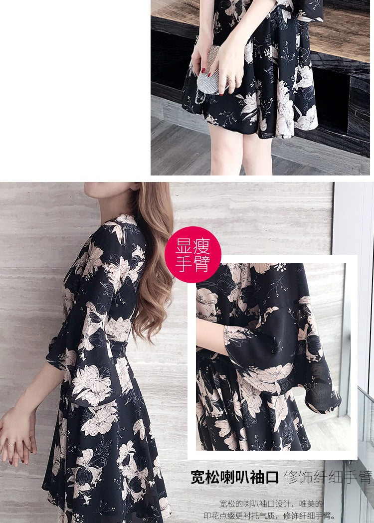 New floral dress women's summer dress summer 2019 new women's fashion student Korean style slimming fashion fashion