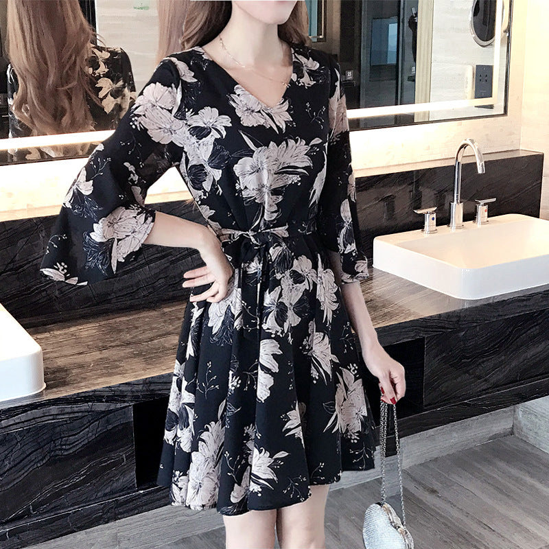 New floral dress women's summer dress summer 2019 new women's fashion student Korean style slimming fashion fashion