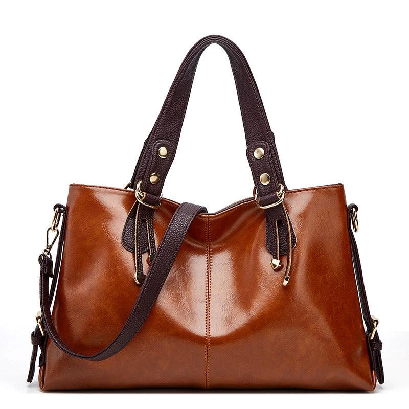 Women's Large Capacity Soft Leather Shoulder Messenger Handbag - MANDOTOS INTERNATIONAL0
