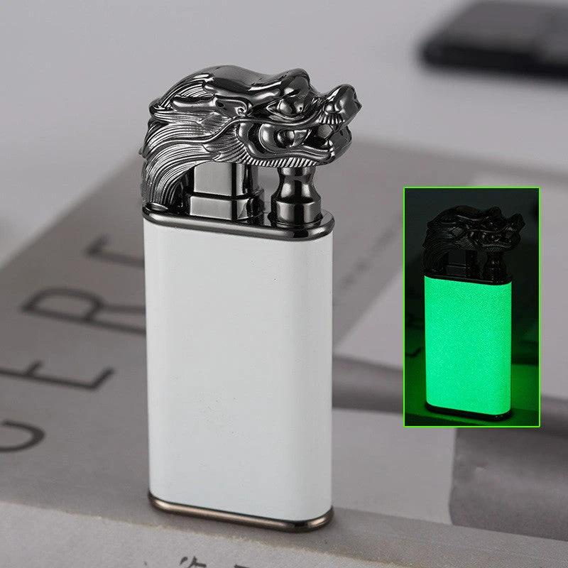 Creative Blue Flame Lighter Dolphin Dragon Tiger Double Fire Metal Winproof Lighter Inflatable Lighter - MANDOTOS