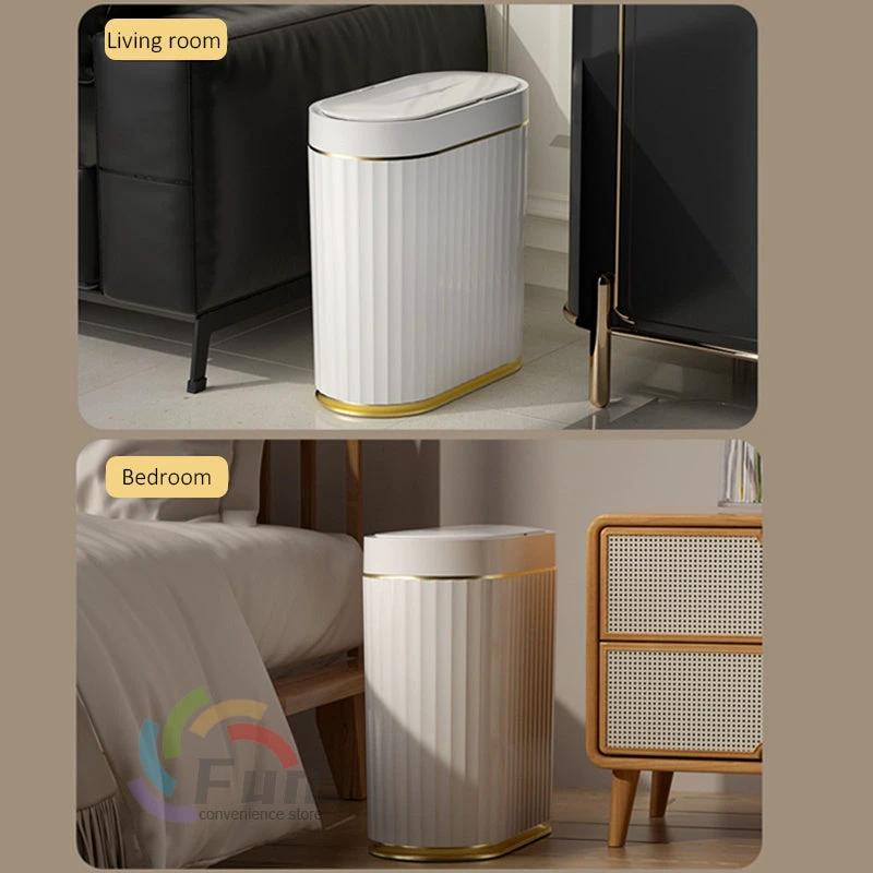 Smart Trash Can with Automatic Opening and Multiple Functions - White ABS Material - MANDOTOS