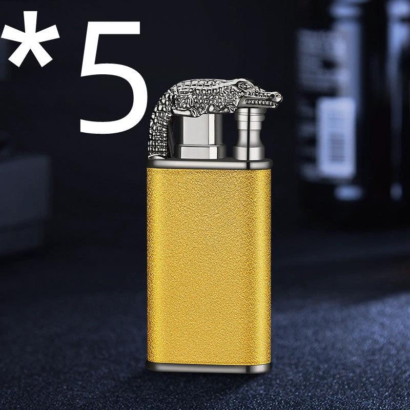 Mandotos Creative Blue Flame Lighter Dolphin Dragon Tiger Metal Windproof Double Flame Refillable - MANDOTOS