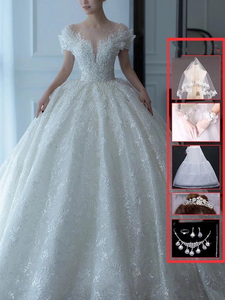 Off Shoulder French Main Wedding Dress MANDOTOS