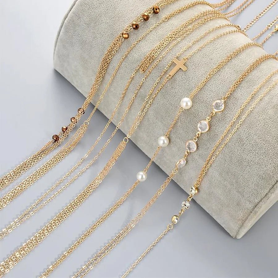 8Pcs Sexy Body Chain Belly Waist Chain Necklace Summer Beach Bikini Bra Body Jewelry for Women Gold Tone - MANDOTOS INTERNATIONAL
