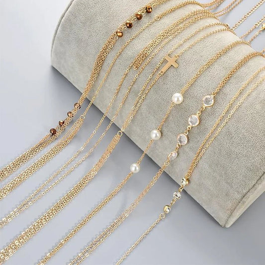 8Pcs Sexy Body Chain Belly Waist Chain Necklace Summer Beach Bikini Bra Body Jewelry for Women Gold Tone - MANDOTOS INTERNATIONAL