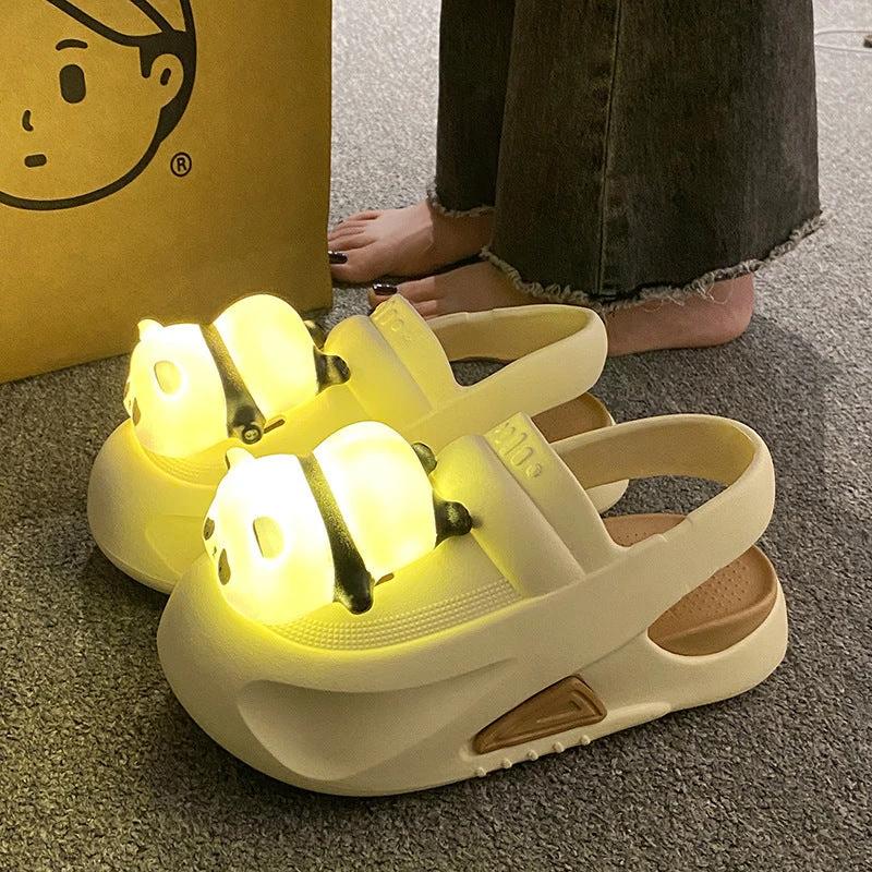 Mandotos Panda Lamp Light Up Slippers Sandals For Women EVA Comfort Non Slip Sole Summer - MANDOTOS