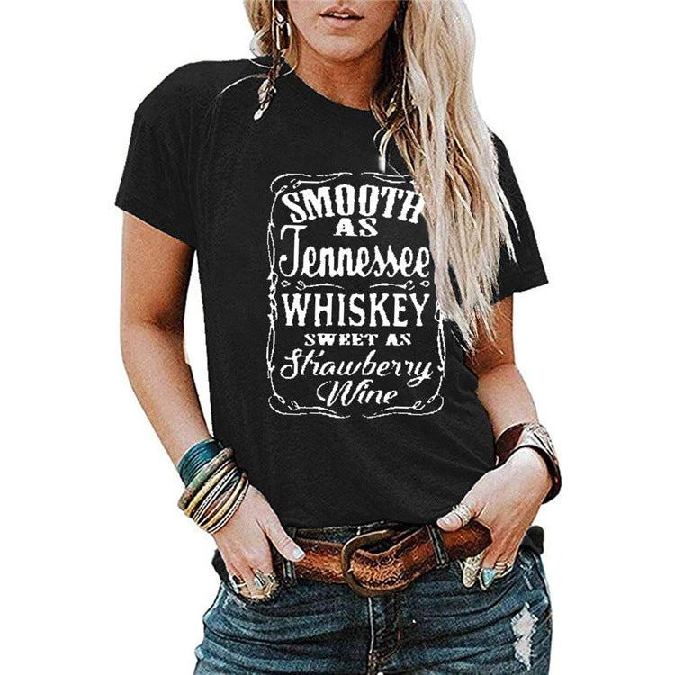 Ladies Blouse Letter Printing Round Neck Short - sleeved T-Shirt Women - MANDOTOS INTERNATIONAL0