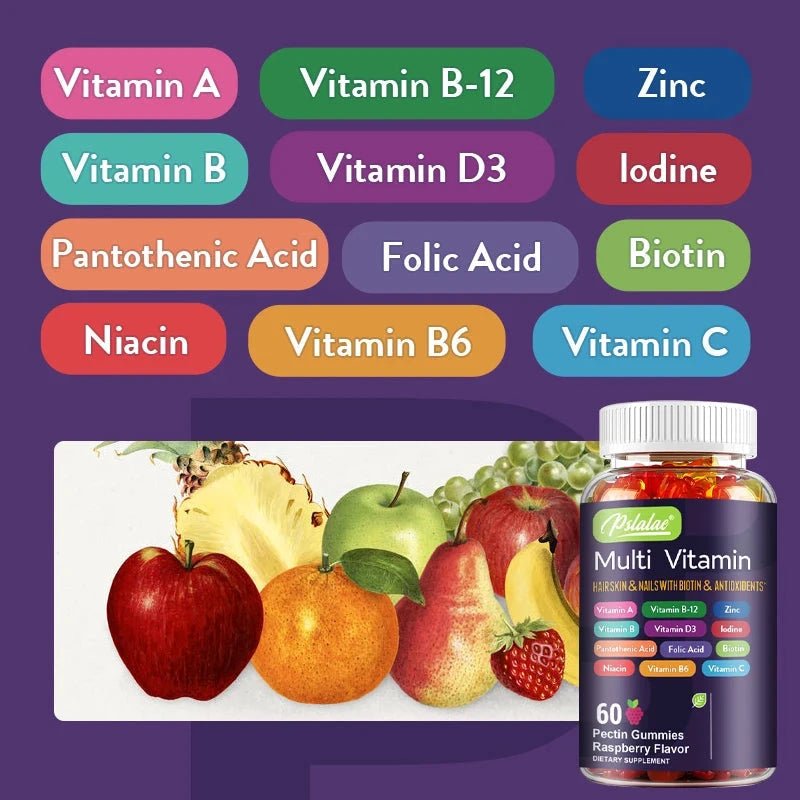 Multivitamin Gummies - with Vitamins and Minerals - Enhances Energy Levels, Immune Support, Antioxidant - 60 Gummies MANDOTOS