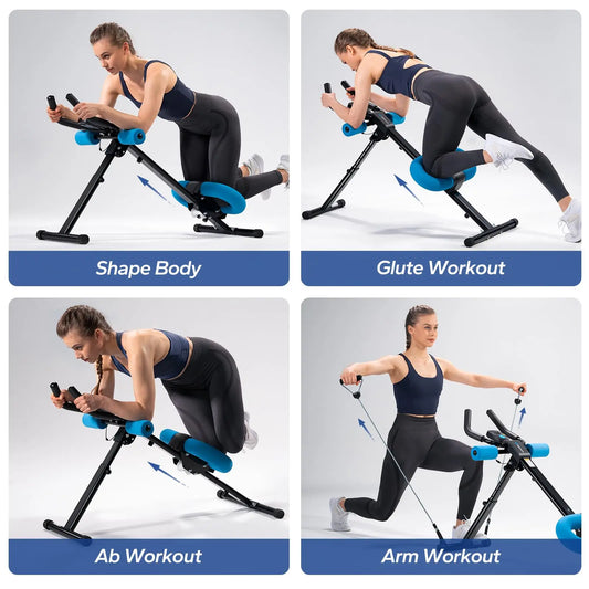 MERACH Ab Machine Adjustable Trainer Workout Foldable Knee Protection Abdominal Exercise Machine Core Ab Exercise System Trainer - MANDOTOS