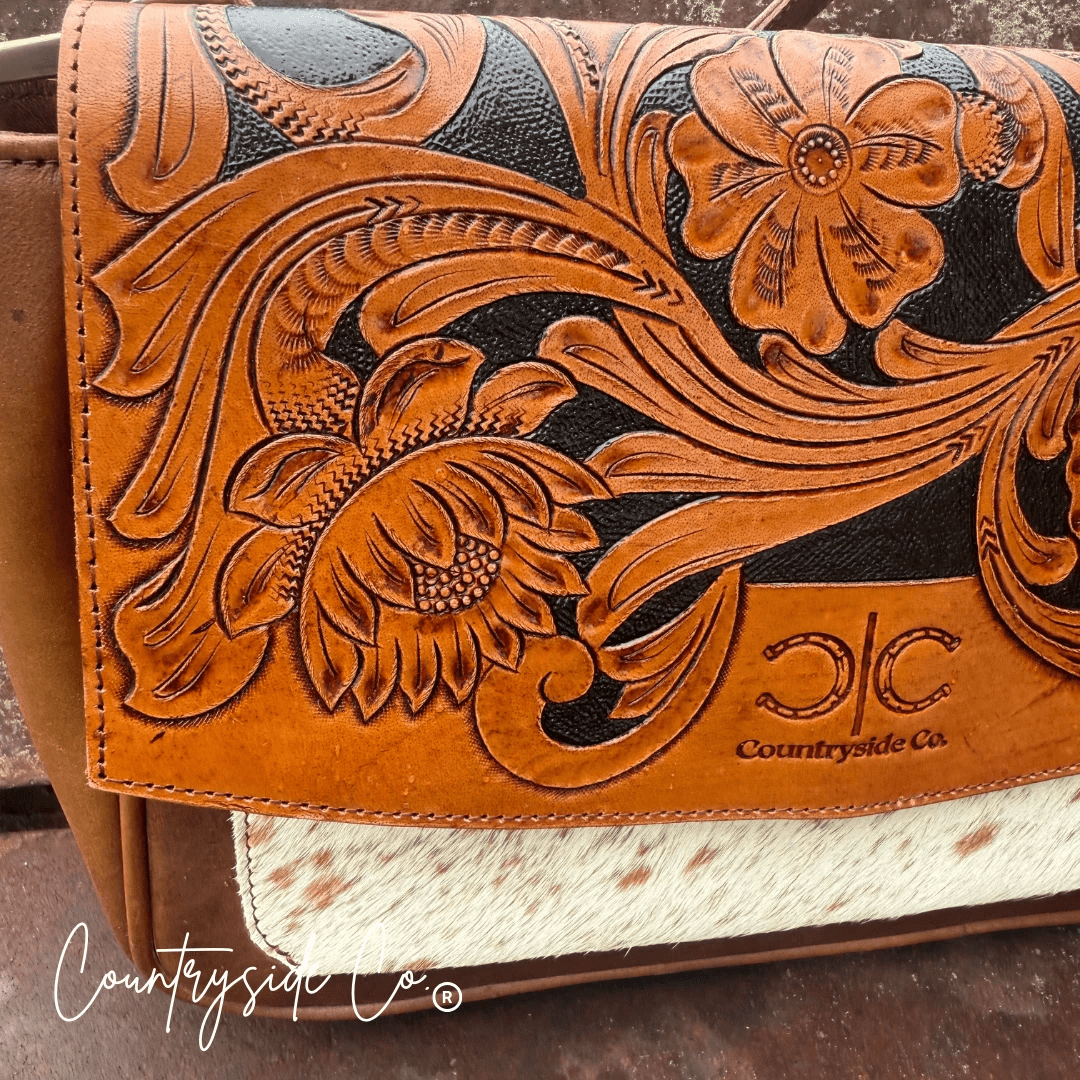 Grace Tooled Leather Purse by Countryside Co: Stylish & Functional Statement Piece - MANDOTOS