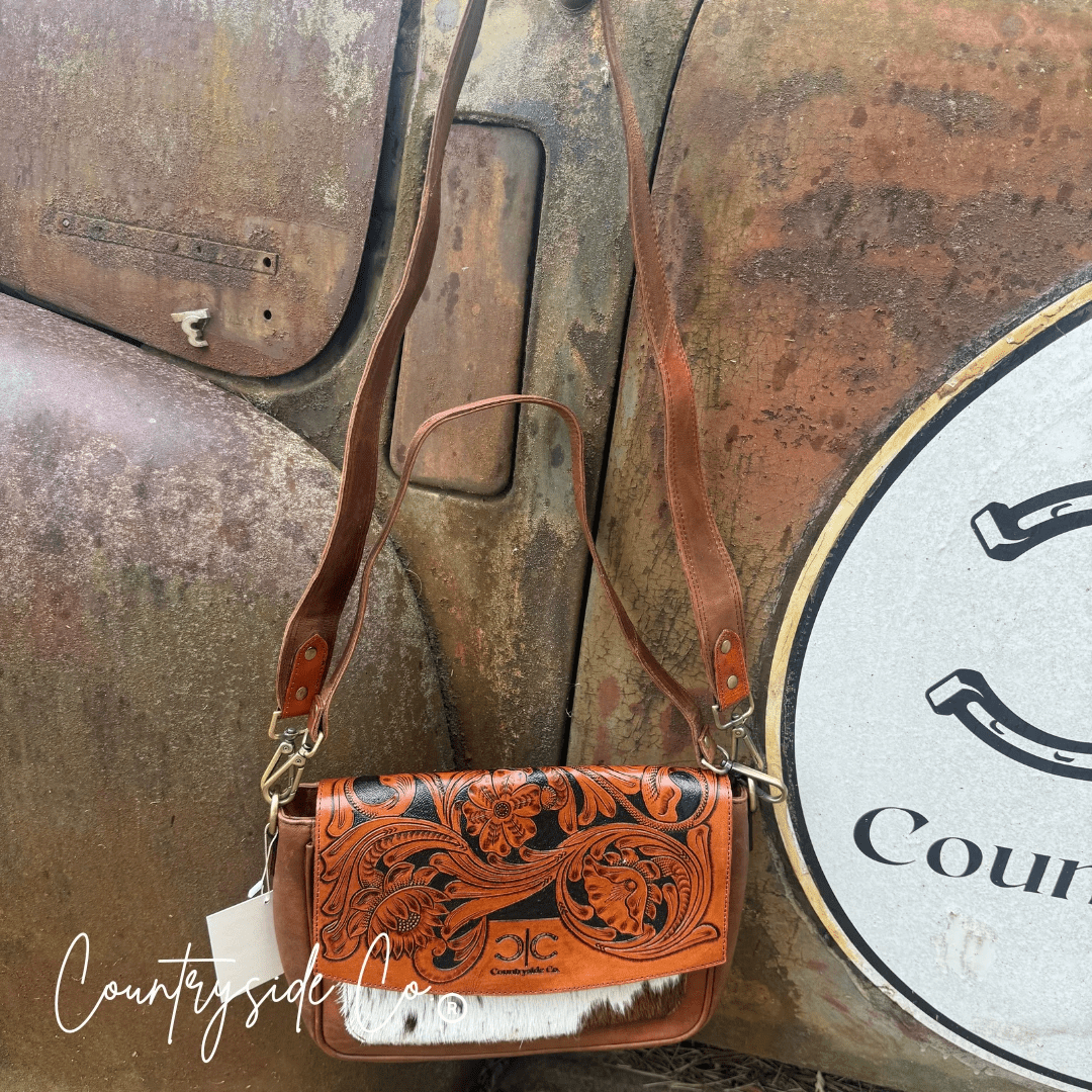 Grace Tooled Leather Purse by Countryside Co: Stylish & Functional Statement Piece - MANDOTOS