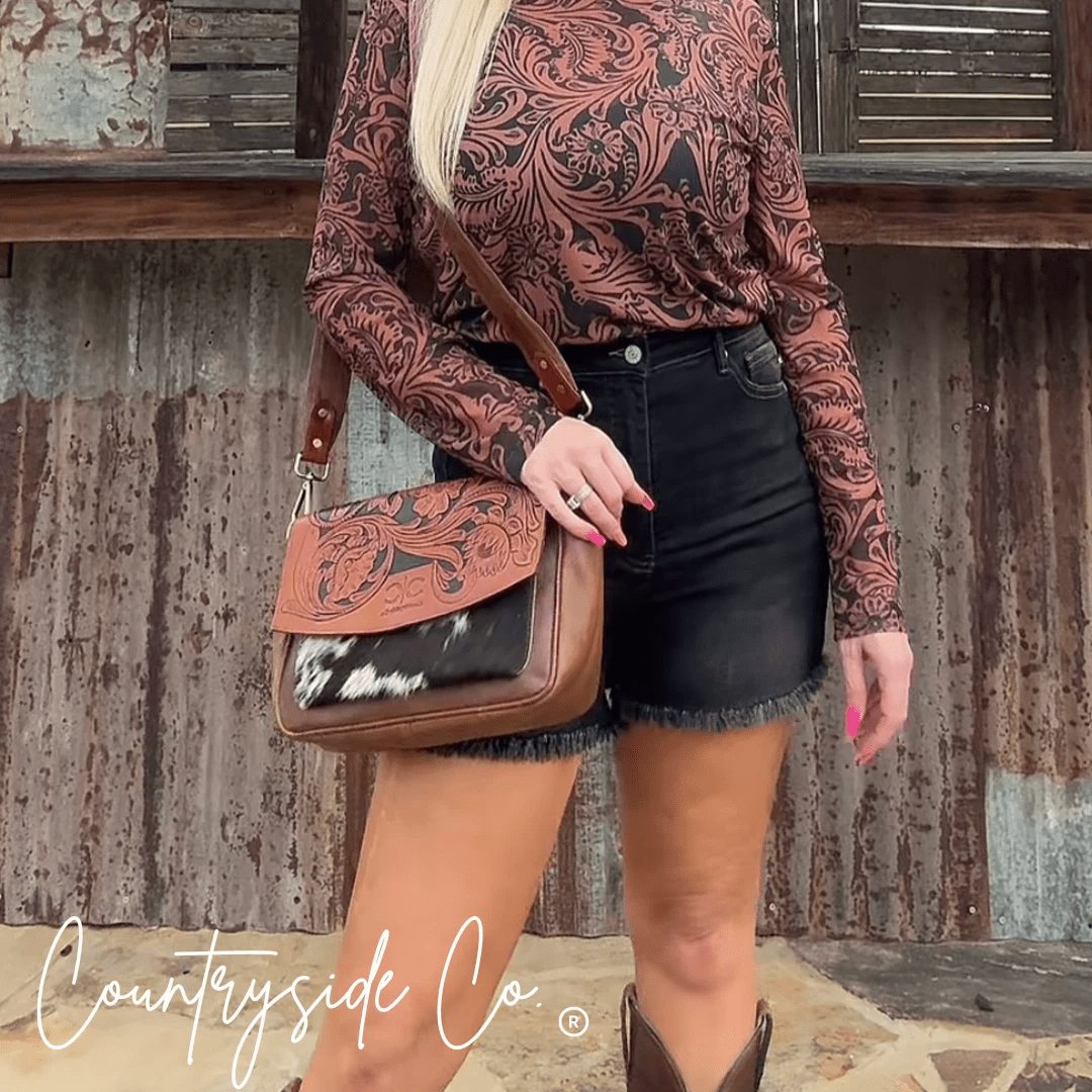 Grace Tooled Leather Purse by Countryside Co: Stylish & Functional Statement Piece - MANDOTOS
