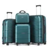 Teal 4-Piece Luggage Set (12/20/24/28 Inch) Hardside Suitcase Trolley with Spinner Wheels, Fashionable & Elegant Travel Luggage