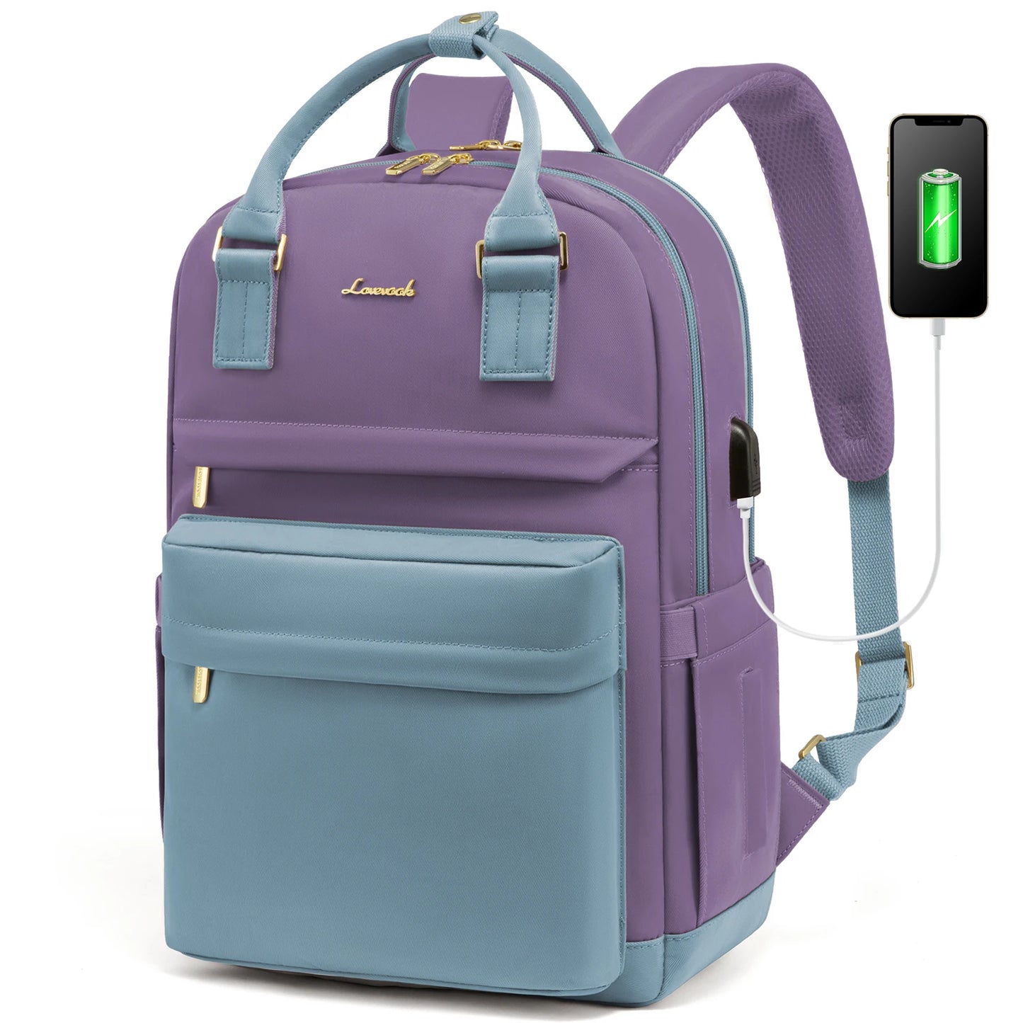 LOVEVOOK Fashion Stylish Girls Travel School Nylon BookBag With USB Waterproof Teacher Nurse Student Laptop Backpack for Women