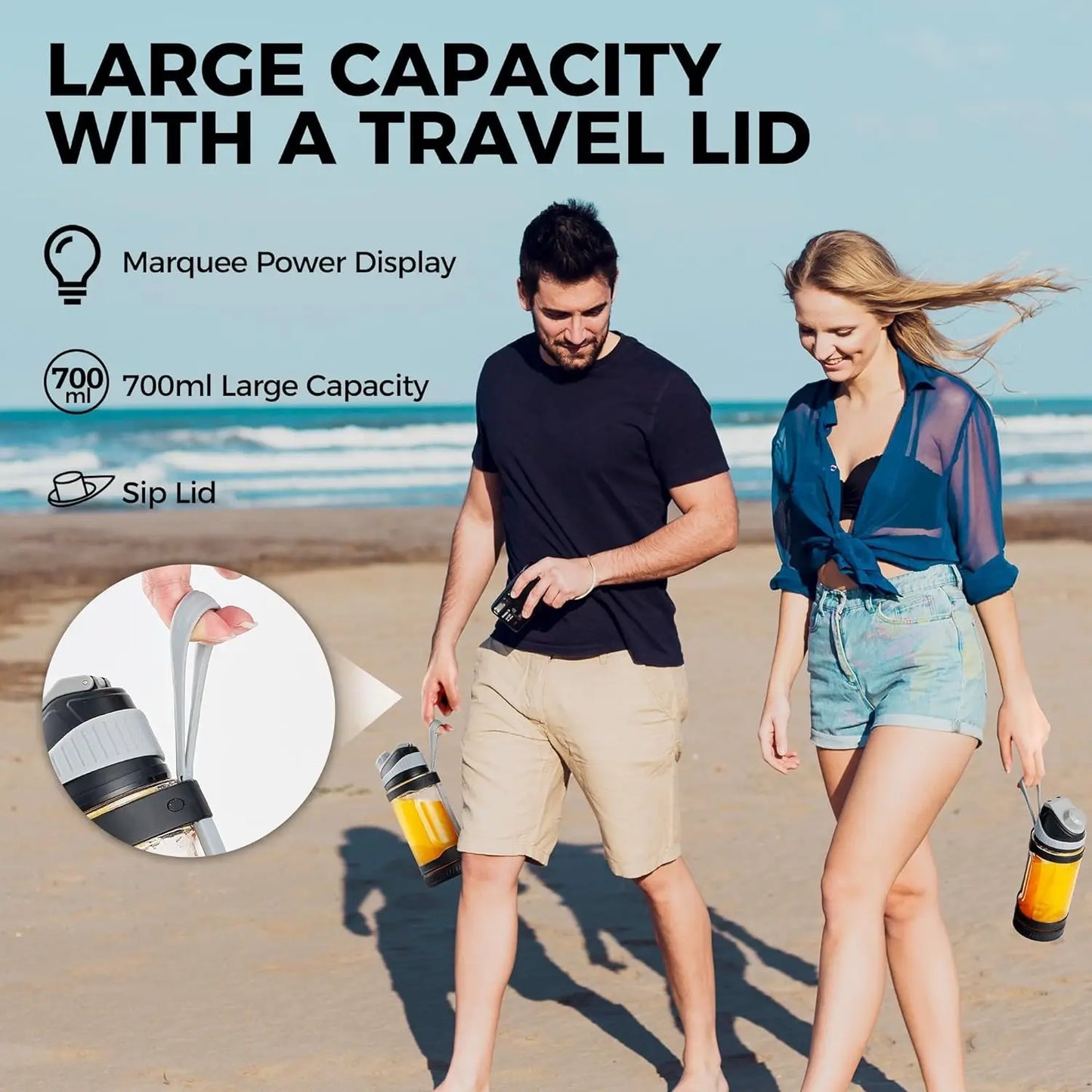 Ice Crushing Portable Blender Rechargeable Portable Smoothie Blender Cordless Personal Travel Blender