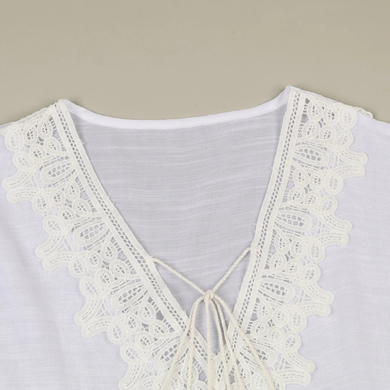 JSN9202262 2024 New Arrival Hot Selling Lace Bikini Cover up V Neck Solid Color High Quality Blouse for Girl