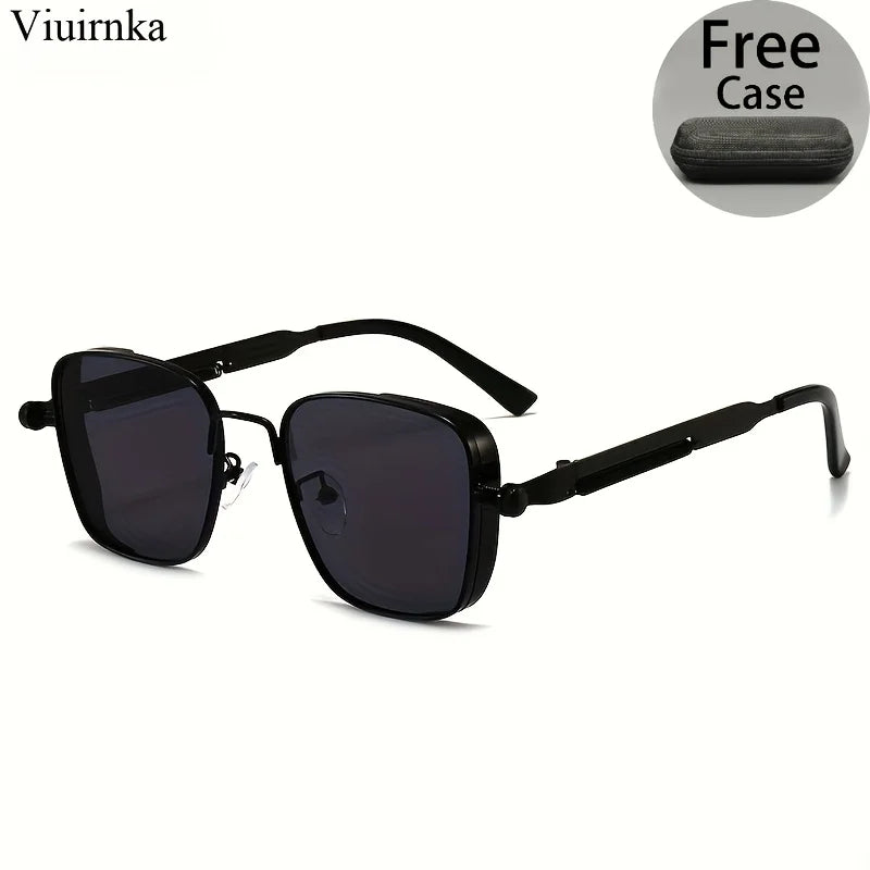 Trendy Unique Reflective Punk Sunglasses | High-Quality Unisex Design with Case, Perfect for Outdoor Travel/Driving/Summer Beach