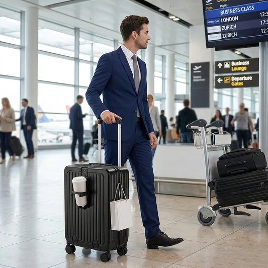 US Warehouse Hard Shell Trolley Suitcases Lightweight Front Opening 20 Inches PC Travel Suitcase Luggage with Cup Holder