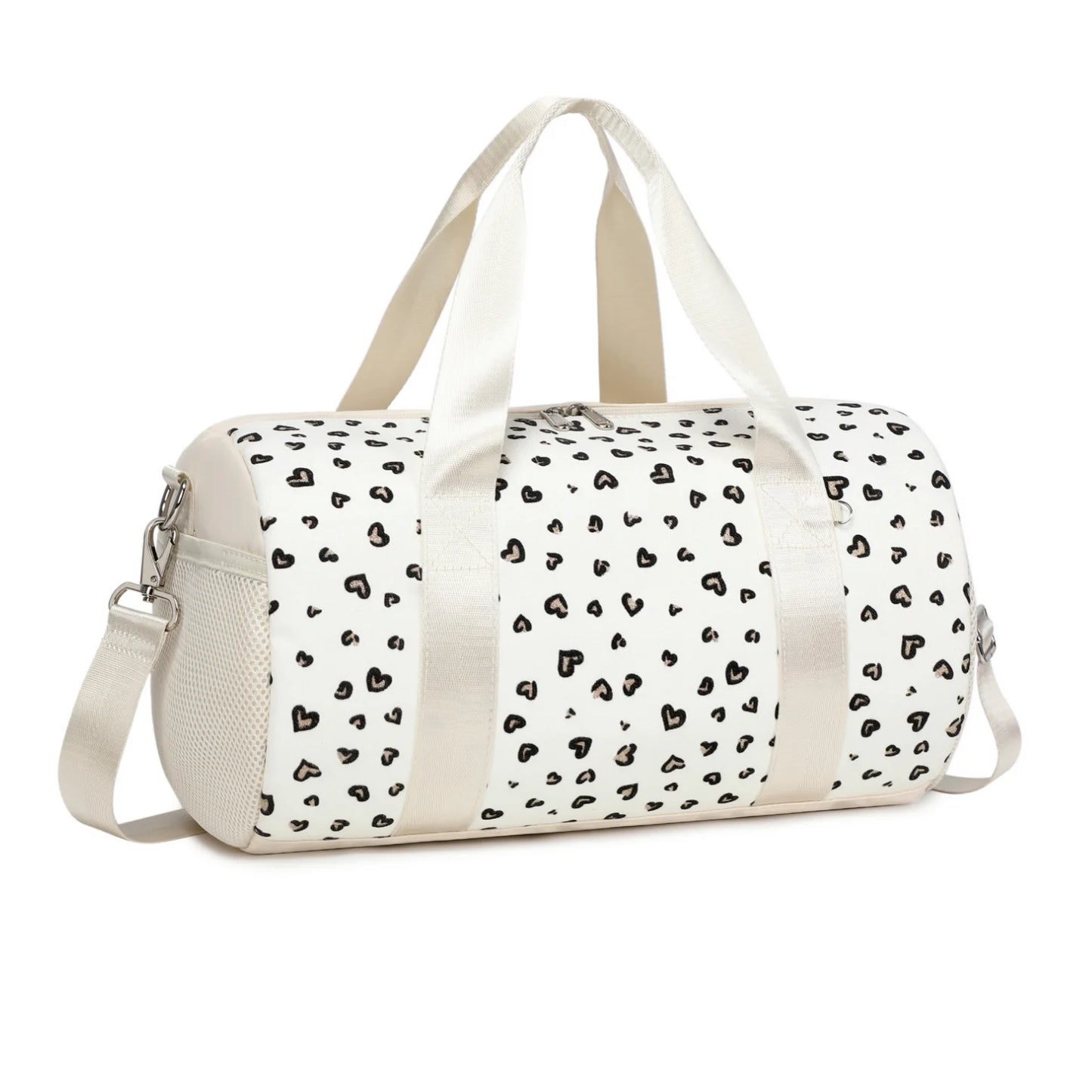 Glitter Hearts Ballet Bag for Girls - US Stock Duffel Travel Weekender Gym Bag - MANDOTOS INTERNATIONAL