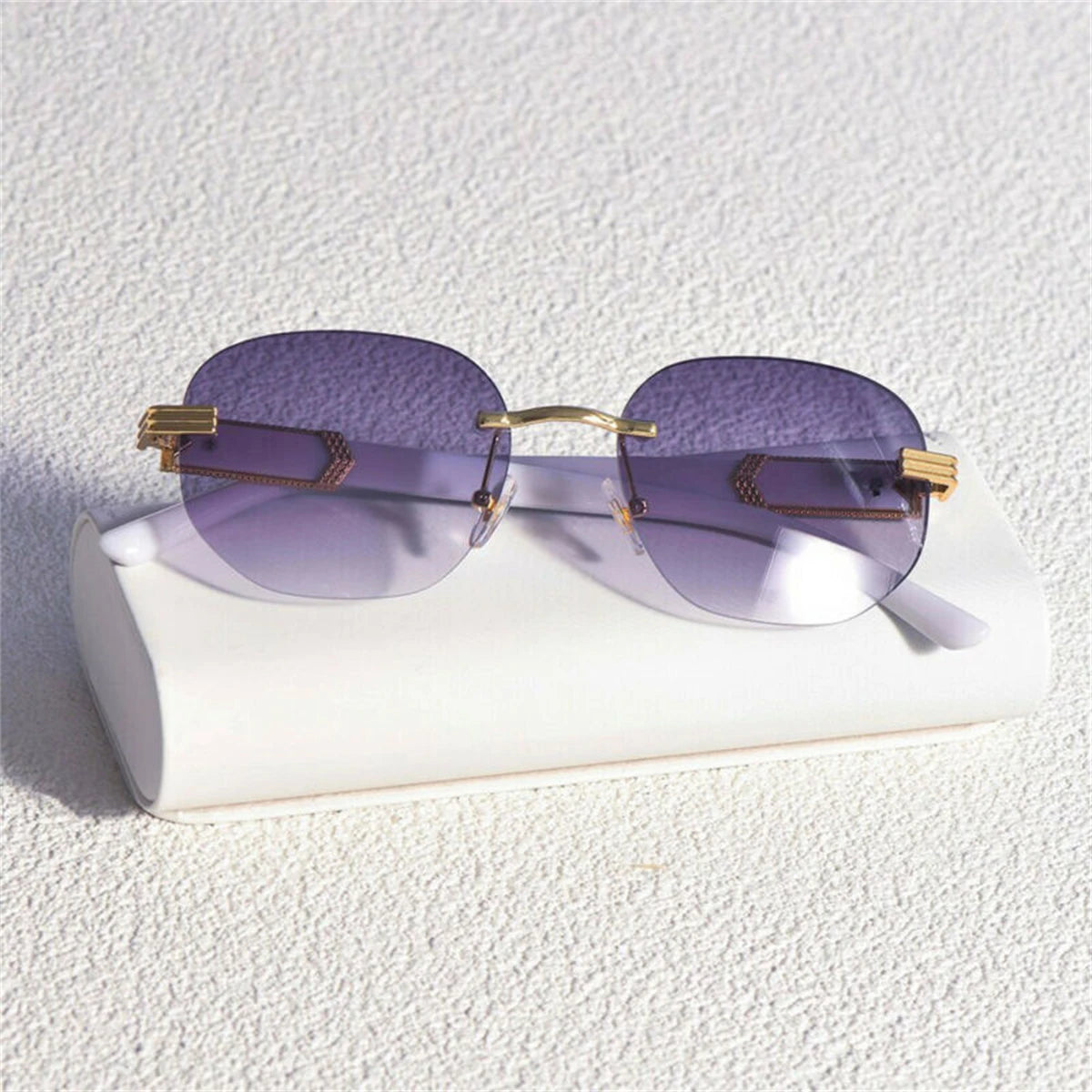 Retro Square Hip Hop Sunglasses Gold Rimless Shades - Men Women Fashion - MANDOTOS INTERNATIONAL