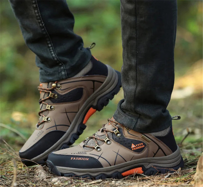 Brand Men Winter Snow Boots Waterproof Leather Sneakers Super Warm Men's Boots Outdoor Male Hiking Boots Work Shoes Size 39-47