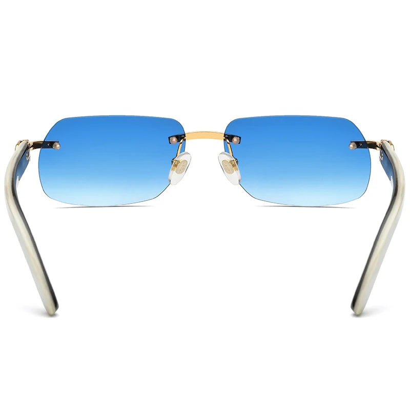 Borregls Buffalo Horn Sunglasses Men Luxury Brand Designer Eyewear Women Nylon Lens Rimless Square Buffs Eyeglasses 8300816