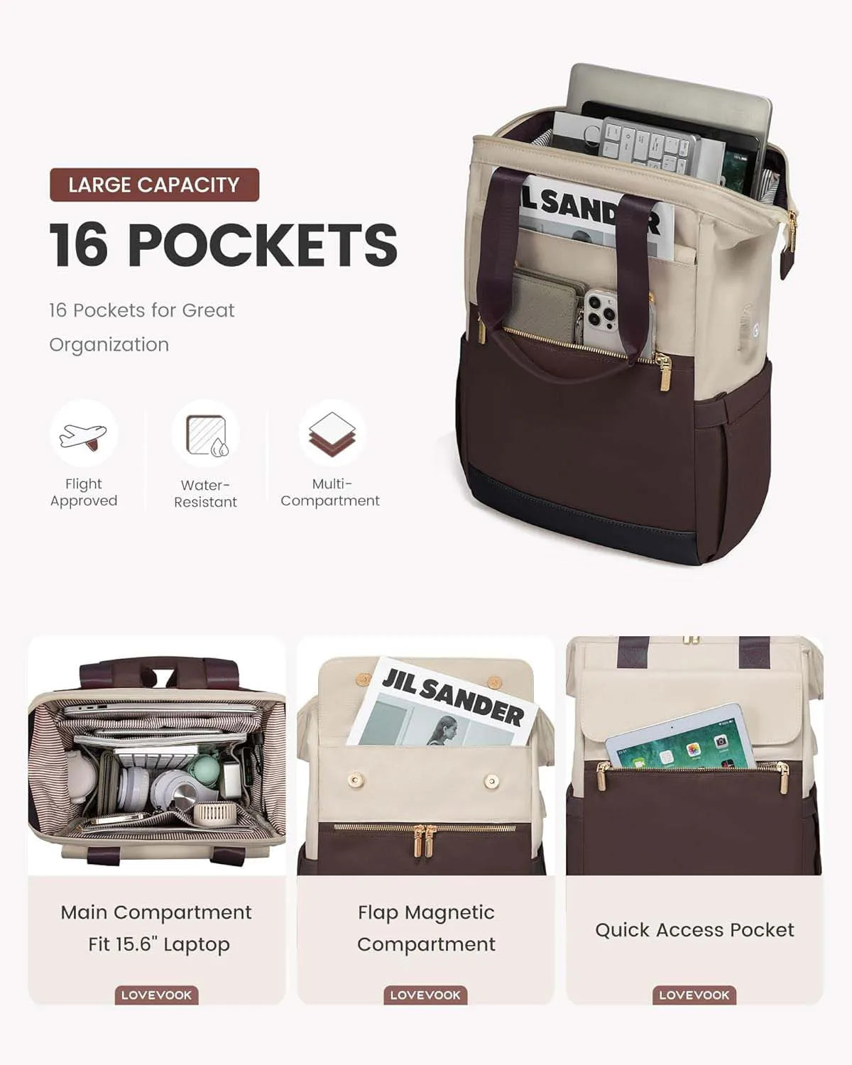 Super Lightweight Women's Travel Laptop Backpack with Curved Shoulder Straps - MANDOTOS INTERNATIONAL