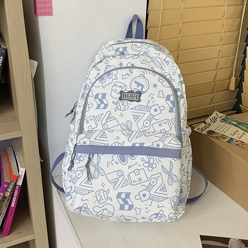Large Capacity School Bag Travel Bags Girl Boy Bookbags High Teenager Student Plaid Backpack Cute Print Schoolbags