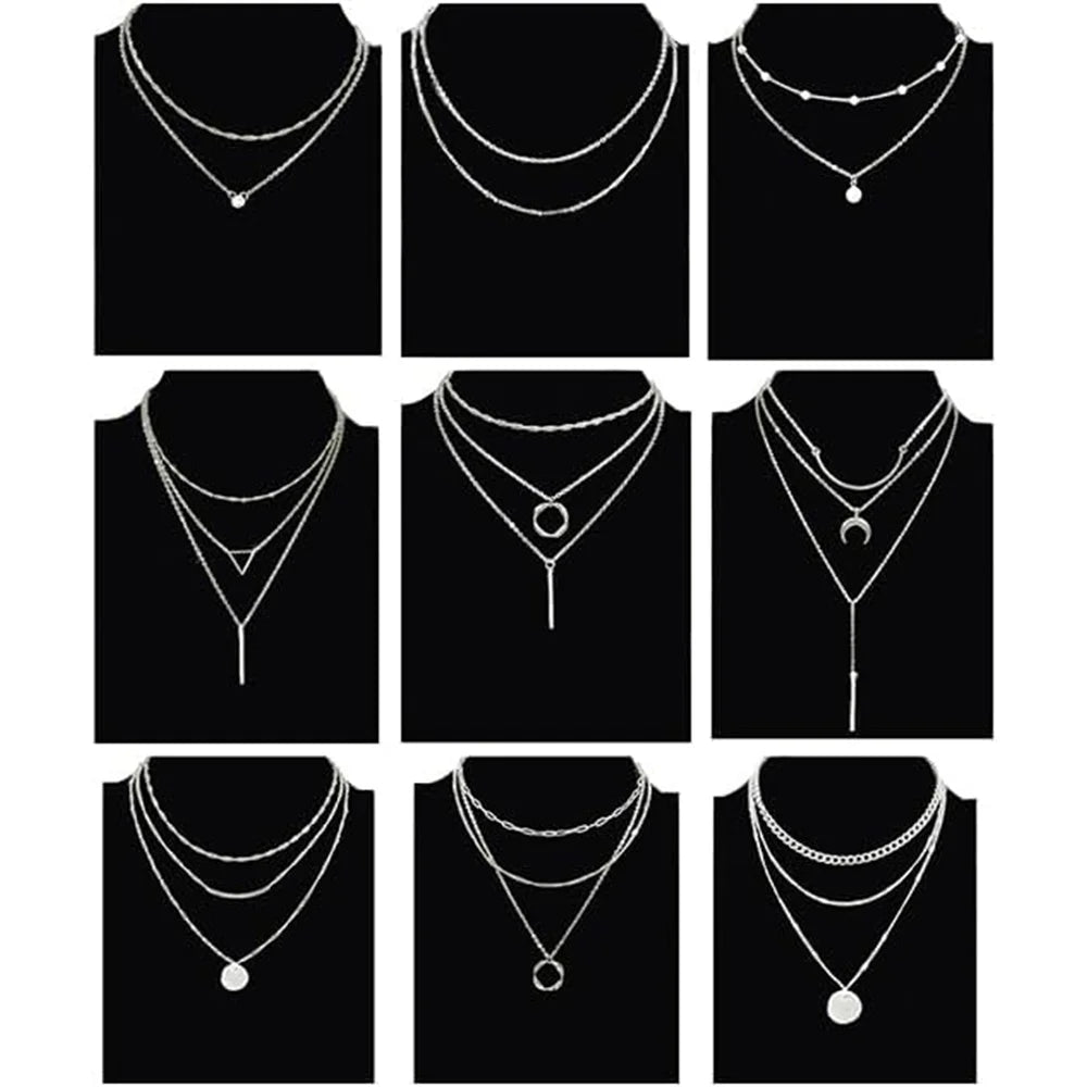 ZF Geometric Pendant Layered Alloy Necklace Versatile Minimalist Retro Trendy Travel Date Jewelry Accessories