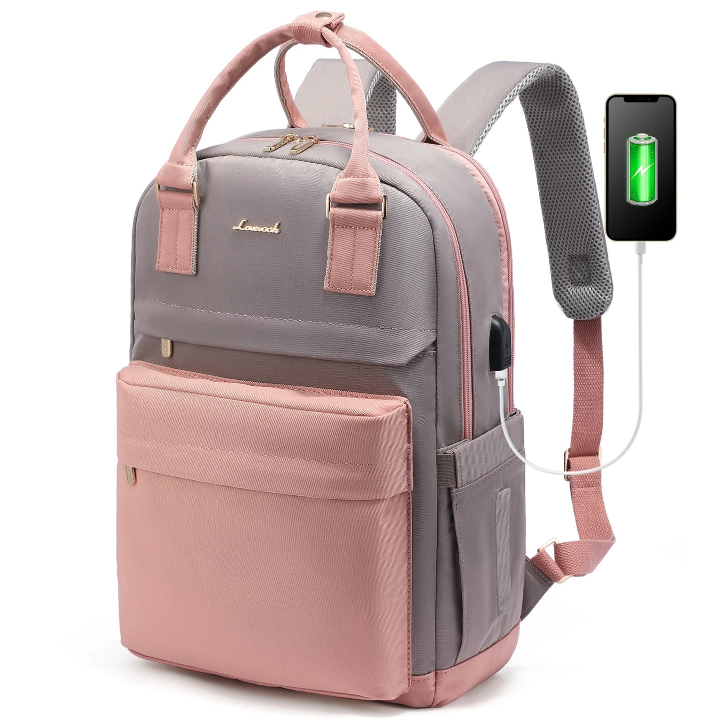 LOVEVOOK Fashion Stylish Girls Travel School Nylon BookBag With USB Waterproof Teacher Nurse Student Laptop Backpack for Women