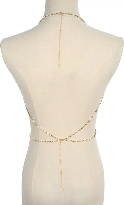 Women's Gold Body Chain Necklace Bikini Jewelry Set - 4 Pieces - MANDOTOS INTERNATIONAL