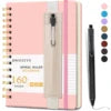 Pink Girls A5 Travel Leather Notebook Spiral Notebook with Pen Holder & Pen for Writing - MANDOTOS INTERNATIONAL