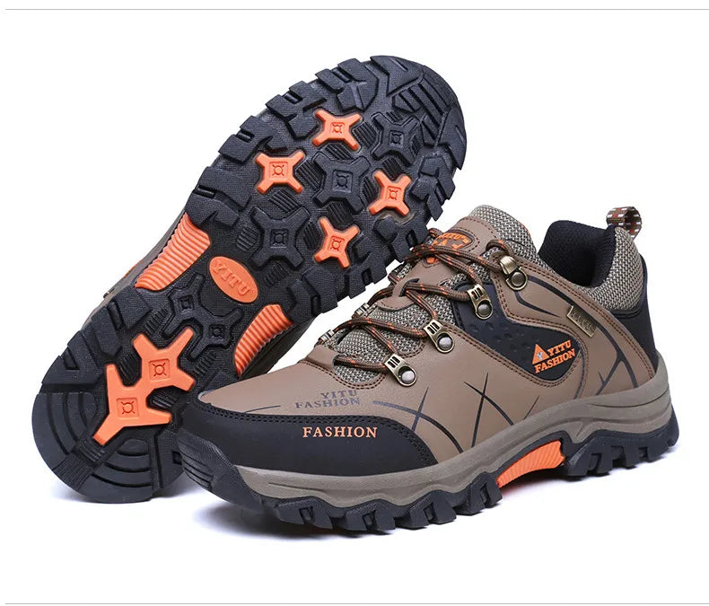 Brand Men Winter Snow Boots Waterproof Leather Sneakers Super Warm Men's Boots Outdoor Male Hiking Boots Work Shoes Size 39-47