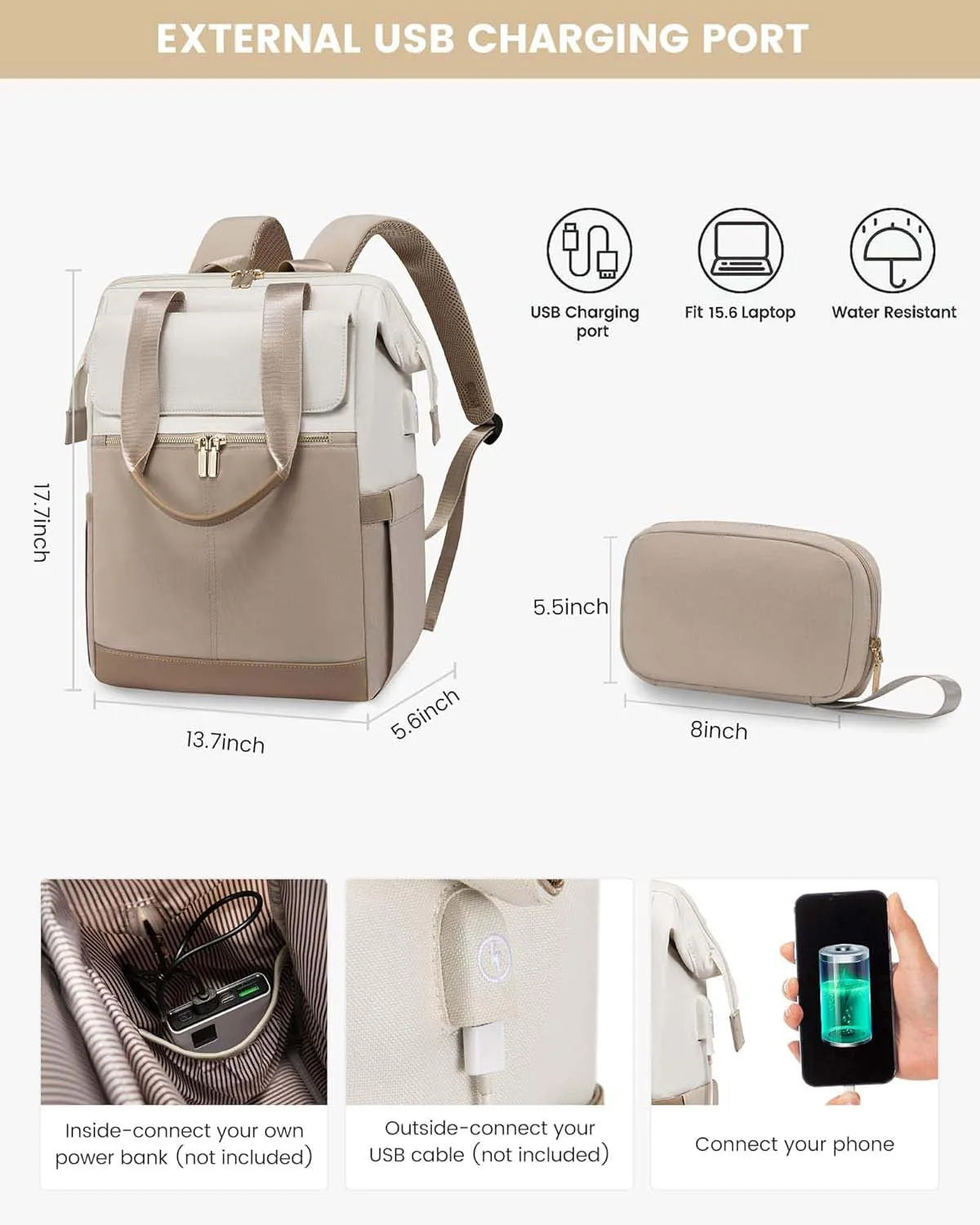 Super Lightweight Women's Travel Laptop Backpack with Curved Shoulder Straps - MANDOTOS INTERNATIONAL