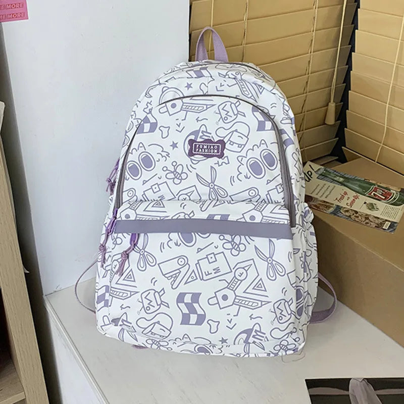 Large Capacity School Bag Travel Bags Girl Boy Bookbags High Teenager Student Plaid Backpack Cute Print Schoolbags