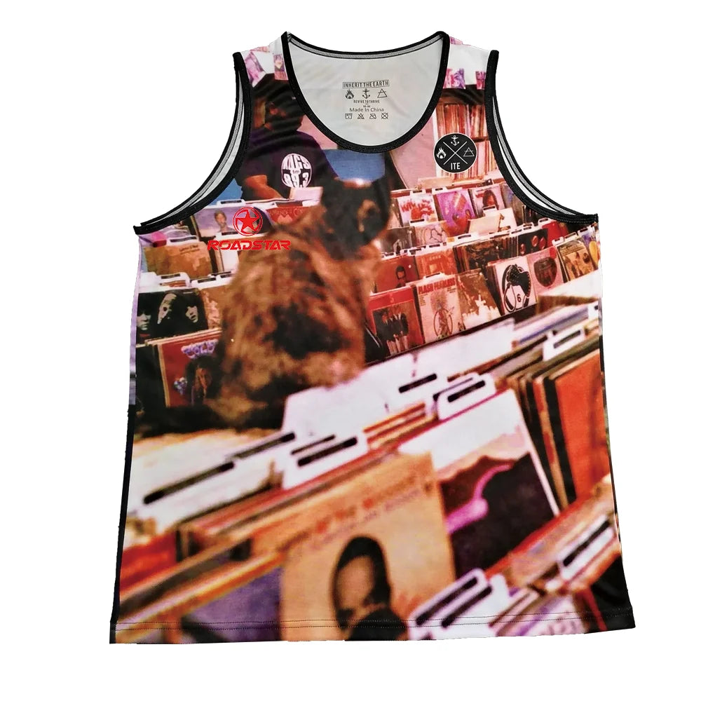 Custom Logo Singlets Polyester Plus Size Men's Bodybuilding Fitness Tank Top Sleeveless Travel Vest Gym Men Tank Top
