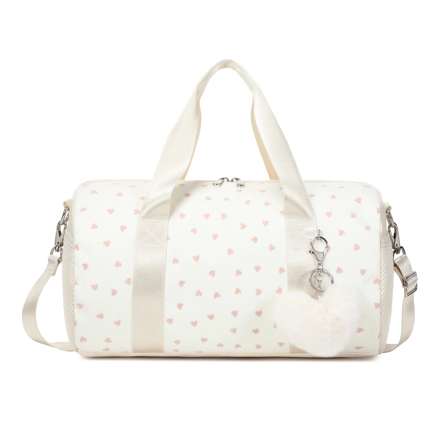 Glitter Hearts Ballet Bag for Girls - US Stock Duffel Travel Weekender Gym Bag - MANDOTOS INTERNATIONAL