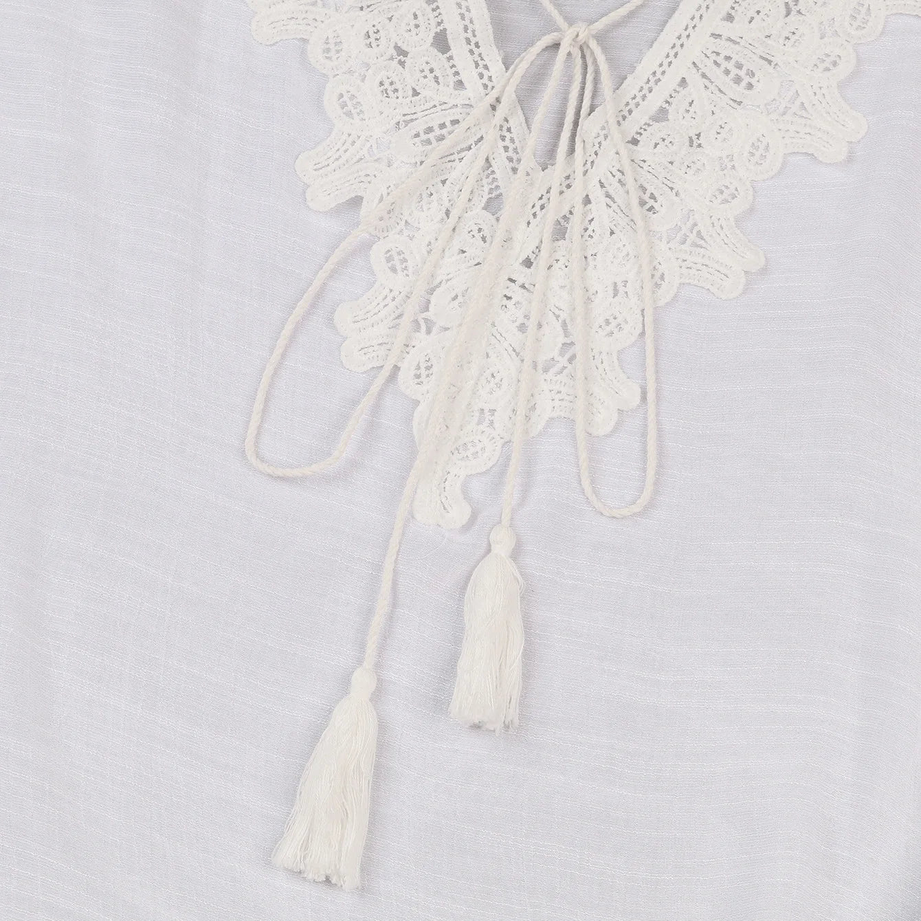 JSN9202262 2024 New Arrival Hot Selling Lace Bikini Cover up V Neck Solid Color High Quality Blouse for Girl
