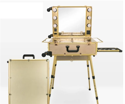 High Quality Makeup Travel Rolling Carry case Cosmetic Beauty Trolley Suitcase with Lights