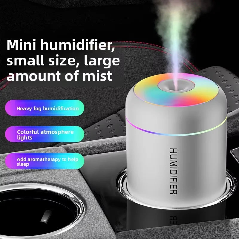 Portable Household Humidifier Mini Ultrasonic Diffuser USB Powered with LED Lamp Suitable for Home Office and Car Travel