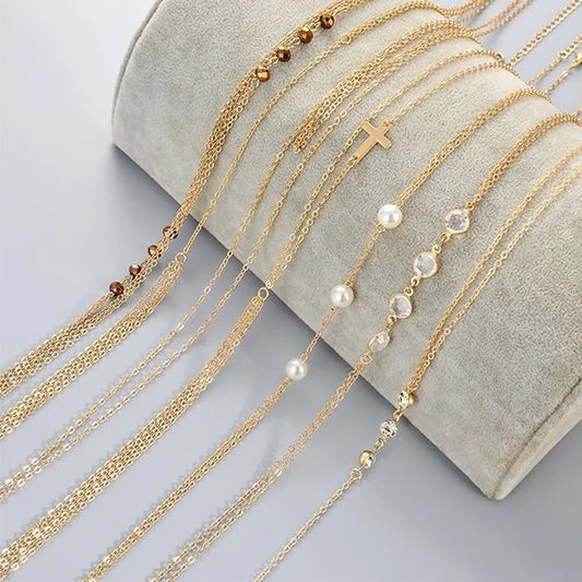 8Pcs Sexy Body Chain Belly Waist Chain Necklace Summer Beach Bikini Bra Body Jewelry for Women Gold Tone